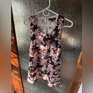 Banana Republic Black and Pink Floral Blouse